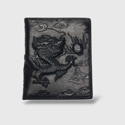 Portefeuille vintage unique en cuir véritable pour homme noir