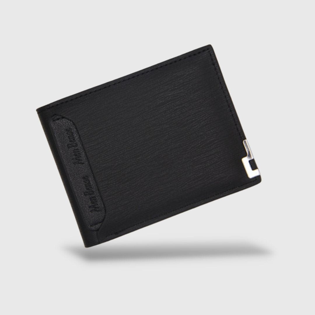 Portefeuille en cuir noir avec porte-cartes pour homme